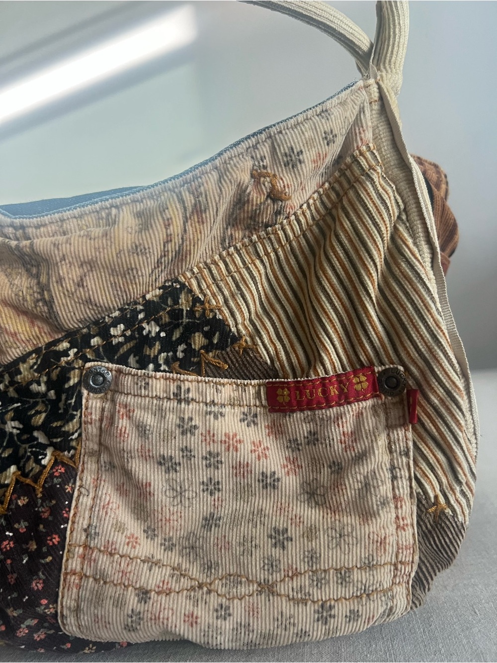 Lucky Brand Vintage Patchwork Denim Shoulder Purse - Picture 2 of 6